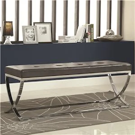 Man-Made Leather Bench w/ Silver Metal Base